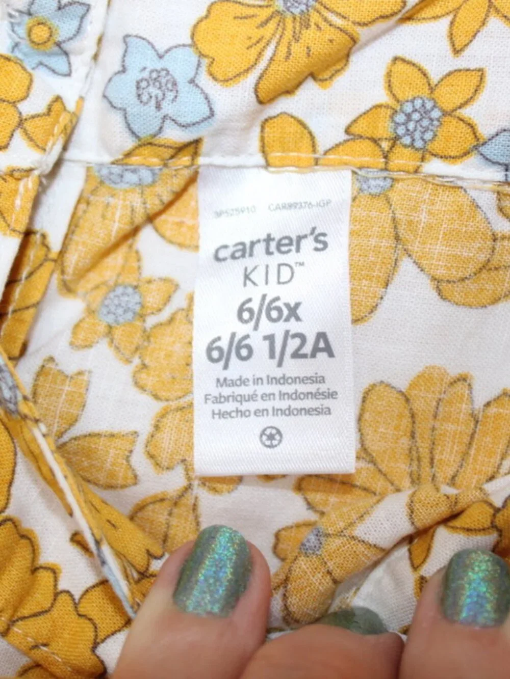 Carter's| 6/6X | Girl's Yellow Floral Tiered Dress | Sleeveless | Cotton & Linen